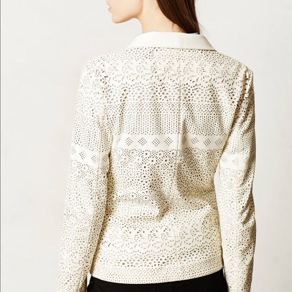 ANTHROPILOGIE DOLCE VITA Laser Cut Beige Jacket - Picture 3 of 7